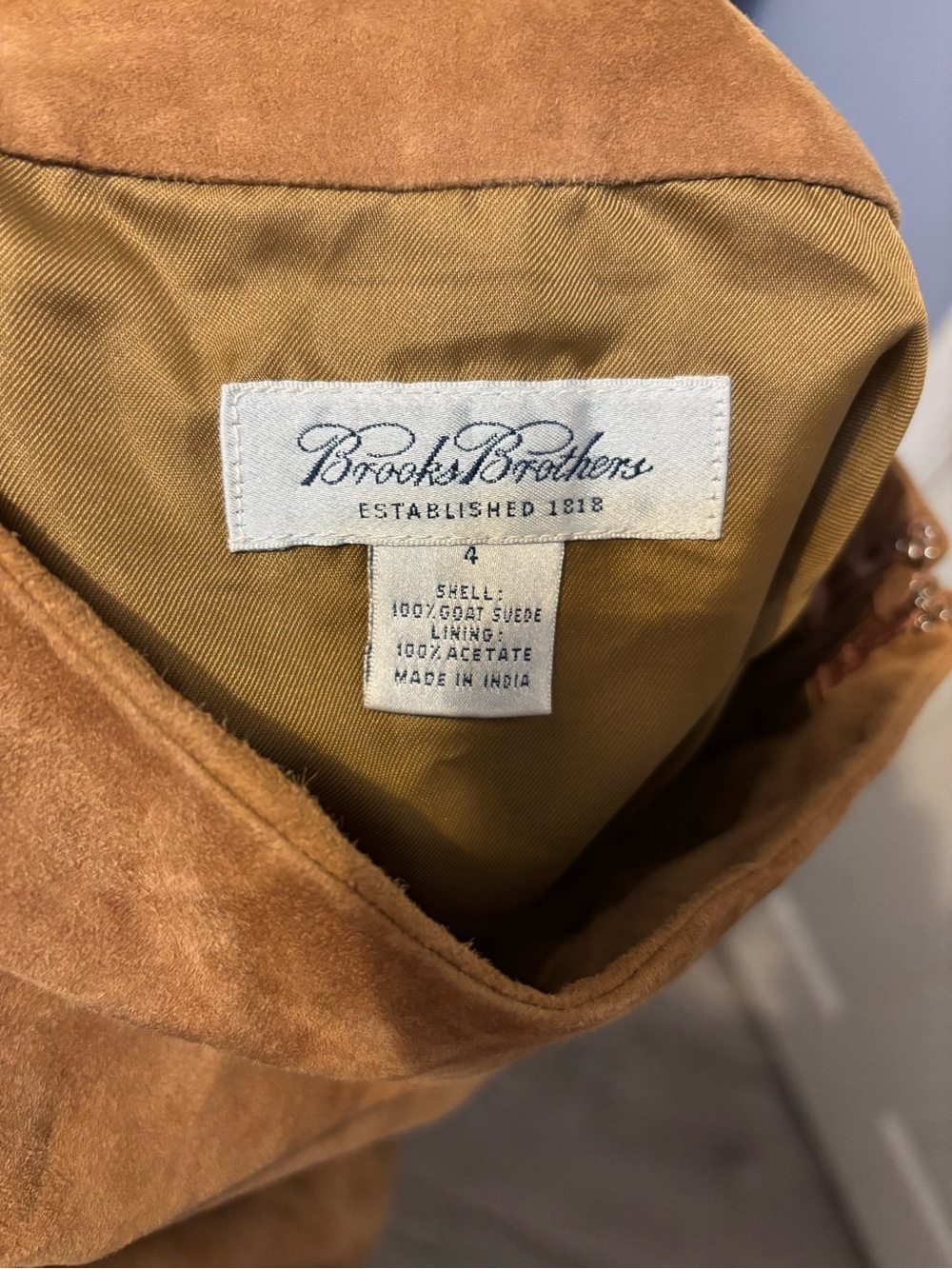 Brooks Brothers Brown Goat Suede Midi Skirt Paneled A-Line Boho Western Size 4 - Picture 4 of 4